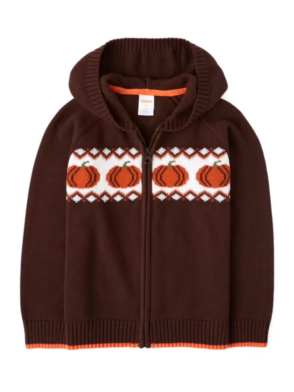 Gymboree Cotton Knit Pumpkin Zip Up Sweater size 4T